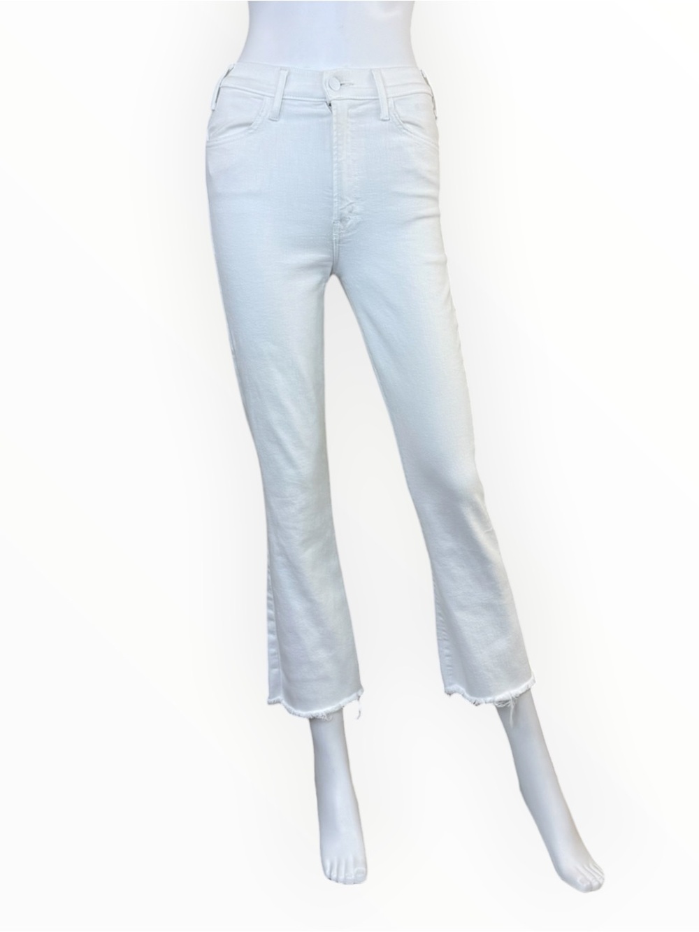 MOTHER White The Hustler Ankle Fray Jeans Size 25 Q1025